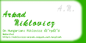 arpad miklovicz business card